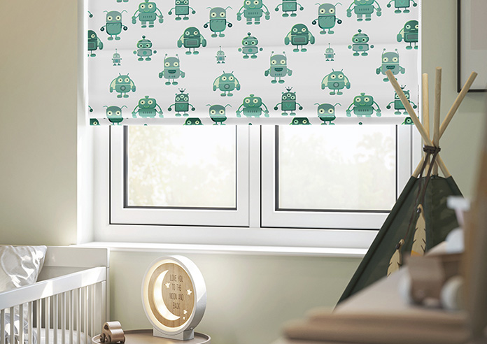 Robo Town, Emerald - Twist&Fit Roman Blind - Image 5